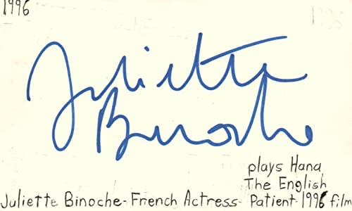 Juliette Binoche French Actress Movie Autographed Signed Index Card JSA COA