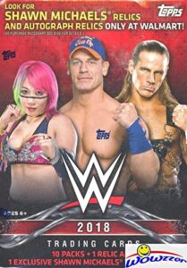 2018 topps wwe wrestling exclusive factory sealed retail box with relic card! look for cards & autographs of wwe superstars the undertaker, triple h, jon cena, stephanie mcmahon & many more! wowzzer!