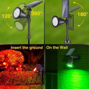 ROSHWEY Solar Outdoor Lights Waterproof, 9 Lighting Modes Solar Garden Lights Colored Landscape Spotlights Spot Lights Outdoor for Backyard House Yard Pool Patio- 4 Pack