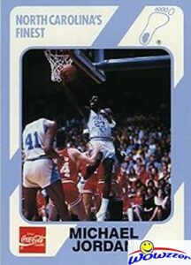 michael jordan 1989 north carolina tar heels collegiate collection #14 college rookie card in mint condition ! shipped in ultra pro top loader to protect it !