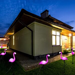 3 Pieces Garden Outdoor Flamingo LED Stake Lights Solar Powered Waterproof for Garden, Lawn, Patio, Pond, Backyard Decor