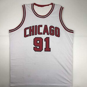 Autographed/Signed Dennis Rodman Chicago White Basketball Jersey JSA COA