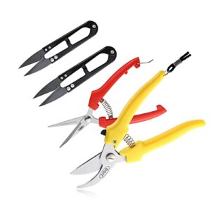 4 pcs garden shears, stainless steel garden scissors with pp handle, heavy duty hand garden clippers, pruning shears for flowers, plant, floral and bonsai