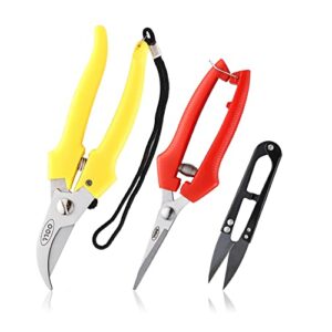 4 PCS Garden Shears, Stainless Steel Garden Scissors With PP Handle, Heavy Duty Hand Garden Clippers, Pruning Shears for flowers, plant, Floral and Bonsai