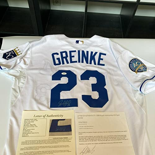 2009 Zack Greinke Kansas City Royals Game-Used & Autographed Home Jersey JSA COA - MLB Autographed Game Used Bats