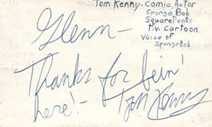 tom kenny actor comedian sponge bob square autographed signed index card jsa coa