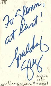 for spalding gray comedian actor movie autographed signed index card jsa coa