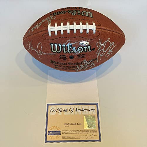 1986 New York Giants Super Bowl Champs Team Signed Wilson NFL Football Steiner - Autographed Footballs