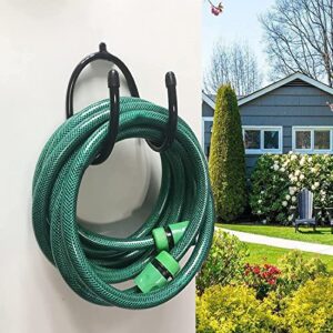 wall-mounted black hose bracket hose hanger, car hose holder, carrier, support for garden hose hanger, hose holder easily holds 150 5/8’’ hose – perfect for chain-link fence and wall mounted