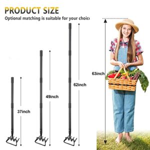 BsBsBest Hoe Garden Tools, Gardening Tools for Weeding, Stirrup Hoe Long Handle for Yard Weed Puller, Scuffle Hula Adjustable Weeding Loop Hoe for Lawn, Vegetable, Soil, Planting 37-62 Inch, Black