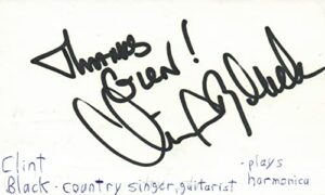 clint black singer guitarist harmonica country music signed index card jsa coa