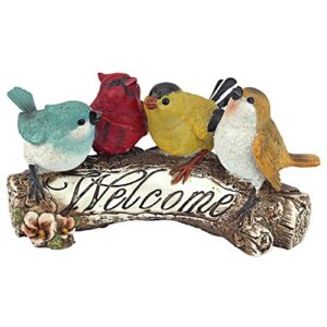 design toscano qm223531 birdy welcome sign garden bird statue, 4. 5″ wx10. 5″ dx5 h, multicolored