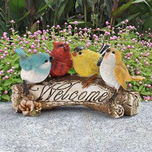 Design Toscano QM223531 Birdy Welcome Sign Garden Bird Statue, 4. 5" Wx10. 5" Dx5 H, Multicolored