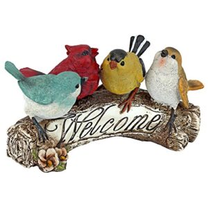 Design Toscano QM223531 Birdy Welcome Sign Garden Bird Statue, 4. 5" Wx10. 5" Dx5 H, Multicolored