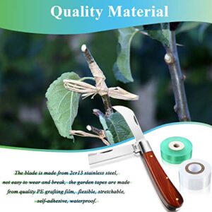 Grafting Gardening Knife for Pruning, Double Blades Garden Knife for Budding Pruning with 2 Rolls Grafting Tape Plants Repair Tapes for Floral Fruit Tree