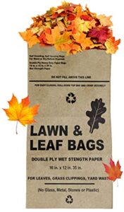 lawn and leaf bags 30 gallon – pack of 10 – tear resistant eco-friendly trash bags for wet/dry leaves, grass clippings, and twigs – brown recyclable and compostable yard bags – biodegradable bags