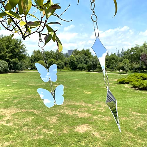 EACILLES Keep Birds Away Mirror Disc, Hanging Reflectors to Scare Birds Away from Your House and Garden, 16 Butterfly Discs