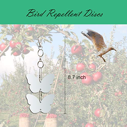 EACILLES Keep Birds Away Mirror Disc, Hanging Reflectors to Scare Birds Away from Your House and Garden, 16 Butterfly Discs