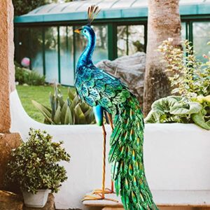 chisheen Outdoor Solar Peacock Statue Garden Decor Metal Yard Art for Lawn Backyard Party Wedding Decoration