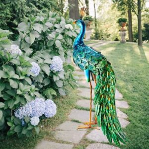 chisheen Outdoor Solar Peacock Statue Garden Decor Metal Yard Art for Lawn Backyard Party Wedding Decoration