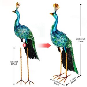 chisheen Outdoor Solar Peacock Statue Garden Decor Metal Yard Art for Lawn Backyard Party Wedding Decoration