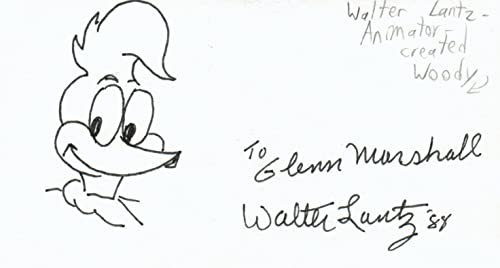 Walter Lantz Cartoonist Woody Autographed Signed Sketched Index Card JSA COA