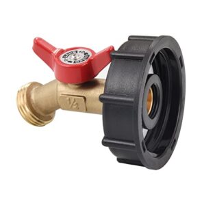 wantmatch 275-330 gallon ibc tote tank adapter, s60 x 6 coarse thread + garden hose valve faucet,3/4″ ght garden hose connection to ibc tote