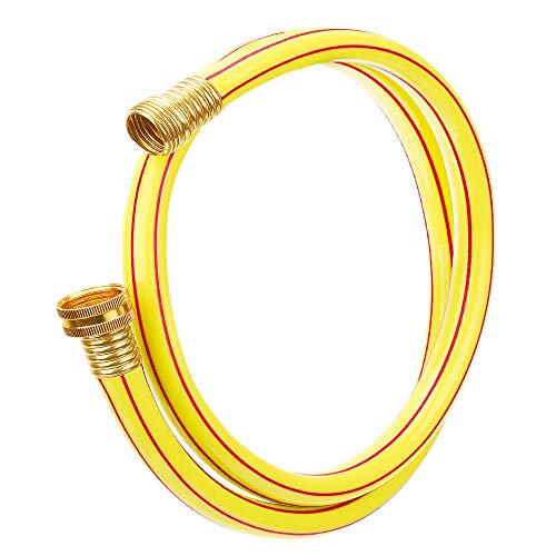 Solution4Patio 4 ft. Short Garden Hose 5/8 inch Yellow Lead-in Hose Male/Female Commercial Brass Coupling Fittings for Water Softener, Dehumidifier, RV Filter and Camp Water Tank #G-H153A06