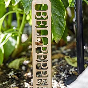 Prospero Living Garden Stakes - Premium 7 Inch Wooden Herb and Vegetable Garden Plant Labels – for Indoor and Outdoor Planters, Pots and Boxes – 25 Commonly Grown Herbs, Veggies, and Fruits.