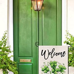 Welcome St Patricks Day Garden Flag 12x18 Double Sided Shamrock in The Boots Small Yard Flag,Spring Saint Patrick Decors for Farmhouse Outdoor Outside Holiday
