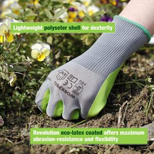 WORKPRO 6 Pairs Garden Gloves, Work Glove with Eco Latex Palm Coated, Working Gloves for Weeding, Digging, Raking and Pruning(M)