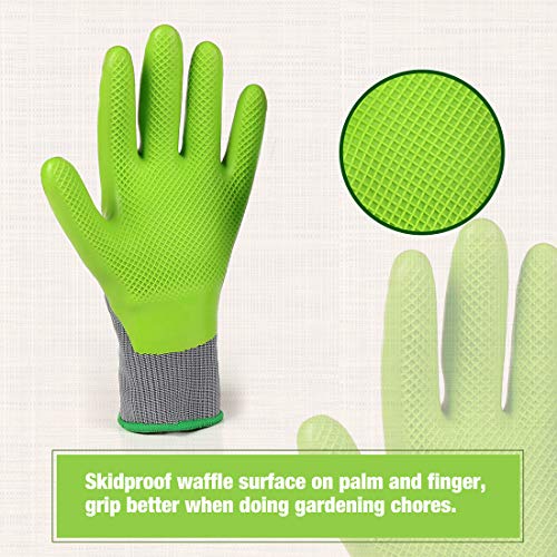 WORKPRO 6 Pairs Garden Gloves, Work Glove with Eco Latex Palm Coated, Working Gloves for Weeding, Digging, Raking and Pruning(M)