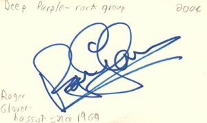 roger glover bassist deep purple rock band music signed index card jsa coa