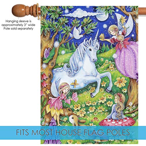 Toland Home Garden 1012161 Fairies and Unicorns Unicorn Flag 28x40 Inch Double Sided Unicorn Garden Flag for Outdoor House Fantasy Flag Yard Decoration