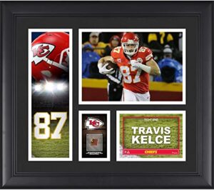 travis kelce kansas city chiefs framed 15″ x 17″ player collage with a piece of game-used football – nfl player plaques and collages