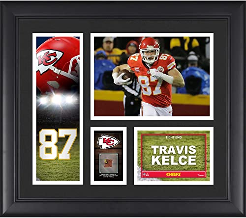 Travis Kelce Kansas City Chiefs Framed 15" x 17" Player Collage with a Piece of Game-Used Football - NFL Player Plaques and Collages