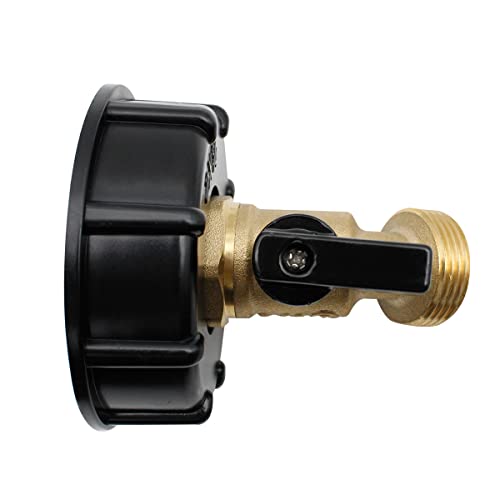 275-330 Gallon Tote Water Tank Adapter 2" Coarse Thread (Not Fine Thread! Coarse Thread Common On European IBC) Brass Hose Faucet Valve Garden Hose Connector Replacement IBC Tote Valve Fitting Parts