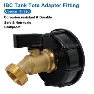 275-330 Gallon Tote Water Tank Adapter 2" Coarse Thread (Not Fine Thread! Coarse Thread Common On European IBC) Brass Hose Faucet Valve Garden Hose Connector Replacement IBC Tote Valve Fitting Parts