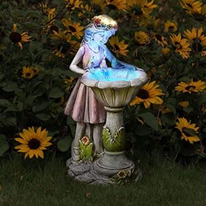 voveexy fairy garden statue, solar garden angel figurine outdoor decoration waterproof resin garden sculpture for patio yard lawn porch art decoration ornament housewarming christmas birthday gift