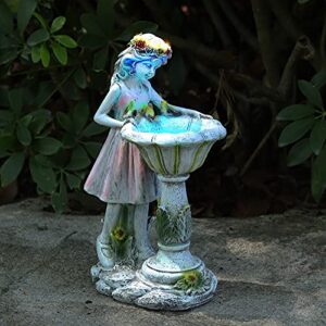 Voveexy Fairy Garden Statue, Solar Garden Angel Figurine Outdoor Decoration Waterproof Resin Garden Sculpture for Patio Yard Lawn Porch Art Decoration Ornament Housewarming Christmas Birthday Gift