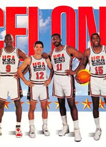1991-92 skybox basketball #545 michael jordan/john stockton/karl malone/magic johnson usa usa official nba trading card