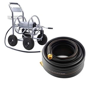 giraffe hybrid lightweight 5/8 in. x 100 ft garden hose, heavy duty hose reel cart, 250-feet capacity