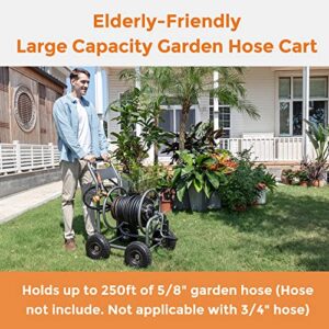 Giraffe Hybrid Lightweight 5/8 in. x 100 ft Garden Hose, Heavy Duty Hose Reel Cart, 250-Feet Capacity