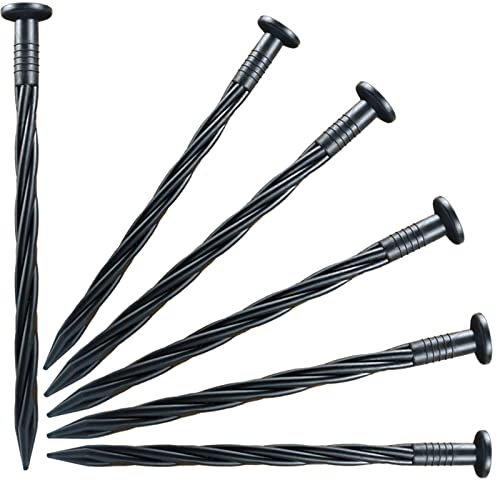 60-Pack 8 Inch Plastic Edging Nails, Landscape Edging Stakes Spiral Nylon Yard Garden Anchoring Spikes for Artificial Turf, Paver Edging, Weed Barrier, Tent