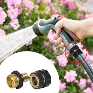 Hourleey Garden Hose Quick Connector, 3/4 Inch Male and Female Garden Hose Fitting Quick Connector (4 Set)