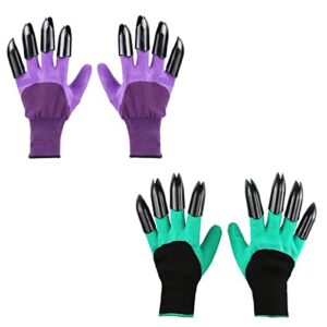 famoy claw gardening gloves for planting, garden glove claws best gift for women (green and purple)