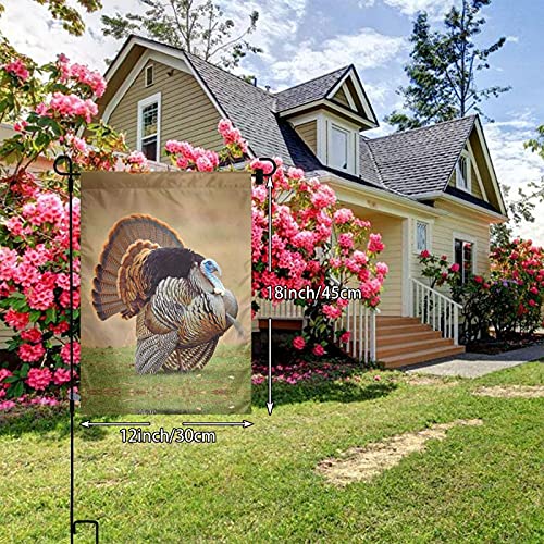 Duble Sided Vertical Wild Turkey Hunting Print Polyester Garden Flag Banner 12 X 18 Inch For Outdoor Home Garden Flower Pot Anniversary Party Yard Decor