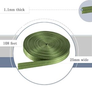 Biubee 108 Feet Long 1 Inch Wide Green Tree Tie Strap- Green Staking and Guying Material Garden Tie Plant Tie for Outdoor Use, 1763 Lbs Strength