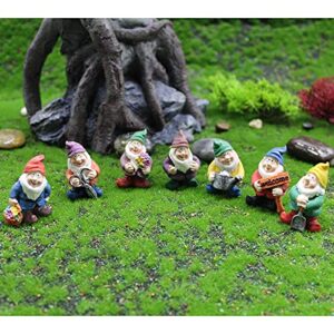 honeyshow fairy garden accessories outdoor,garden gnomes decorations-mini gnomes garden set/seven dwarfs statue for fairy garden/flower pot/home decoration.