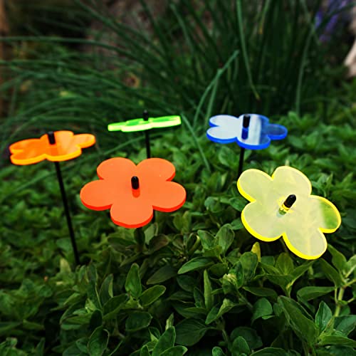 Glowing Blossom SunCatcher Garden Decor Ornaments Set of 5 Decorative Garden Stake 25cm/9.8inches high Outdoor Yard Accessory Gardeners Gift, Colour:Mixed Colours